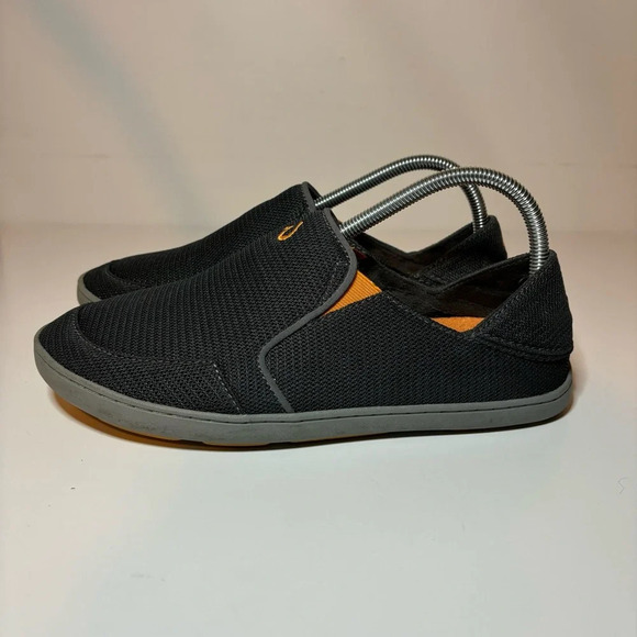Olukai Nohea Mesh Sneakers Men's 8 M Black Grey Slip-On Loafers Collapsible heel - Picture 2 of 9